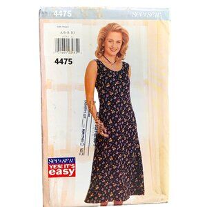 See & Sew Easy Dress Pattern #4475 Sizes 6-10 - uncut